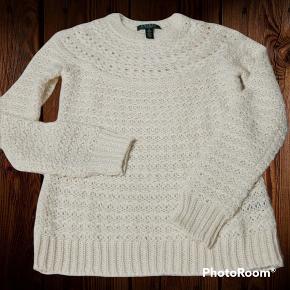 Lauren Ralph Lauren Alpaca Loose Crochet Sweater, Size SP - Picture 4 of 14